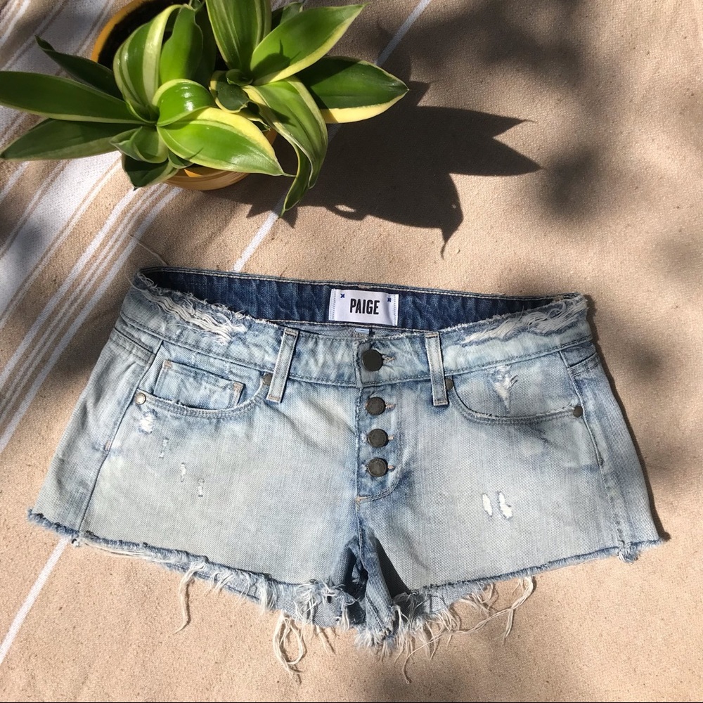 PAIGE low rise cutoff shorts w exposed button fly